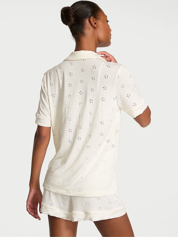 Victoria's Secret Coconut White Eyelet Modal Short Pyjama Set - Image 2 of 2