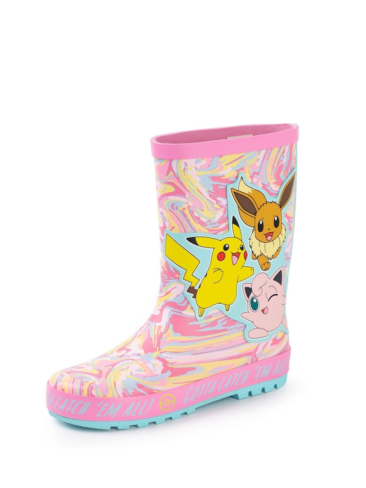 Vanilla Underground Pink Kids Pokemon Wellies with Handles - Image 1 of 6