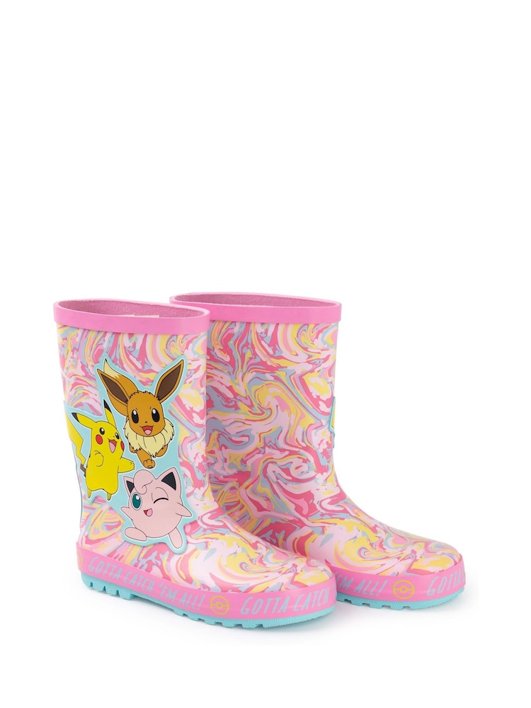 Vanilla Underground Pink Kids Pokemon Wellies with Handles - Image 2 of 6