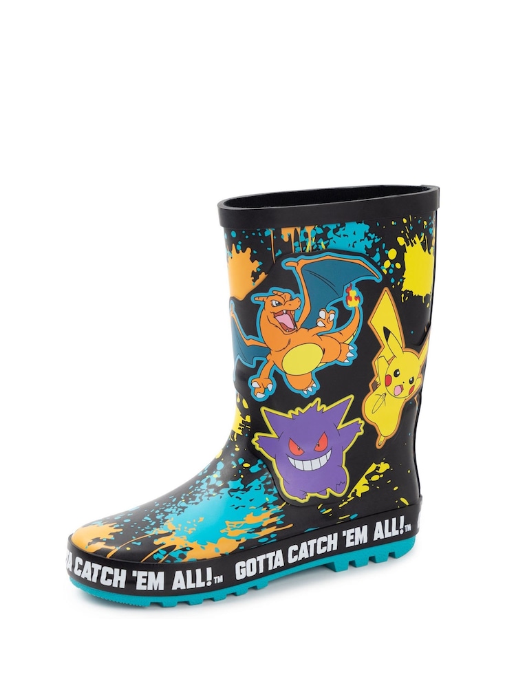 Vanilla Underground Black Kids Pokemon Wellies with Handles - Image 1 of 6