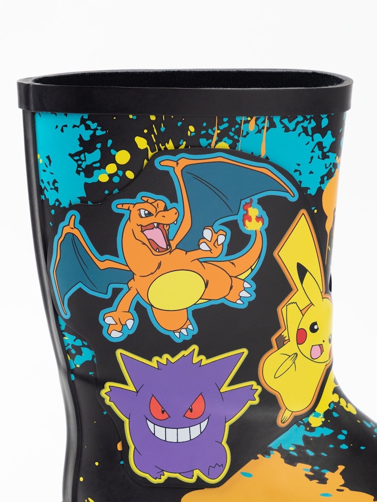 Vanilla Underground Black Kids Pokemon Wellies with Handles - Image 6 of 6