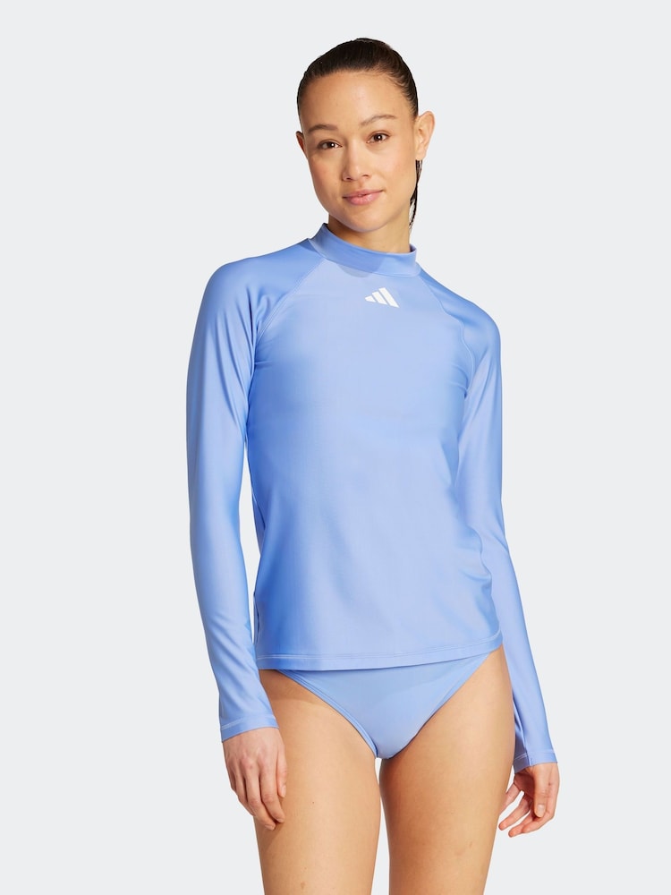 adidas Blue Long Sleeve Rash Vest - Image 1 of 6