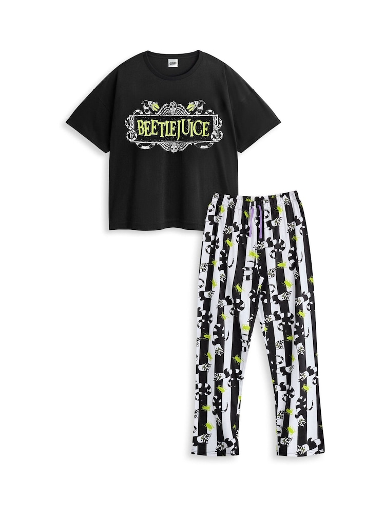 Vanilla Underground Black Beetlejuice Adult Pyjamas Set - Image 1 of 5