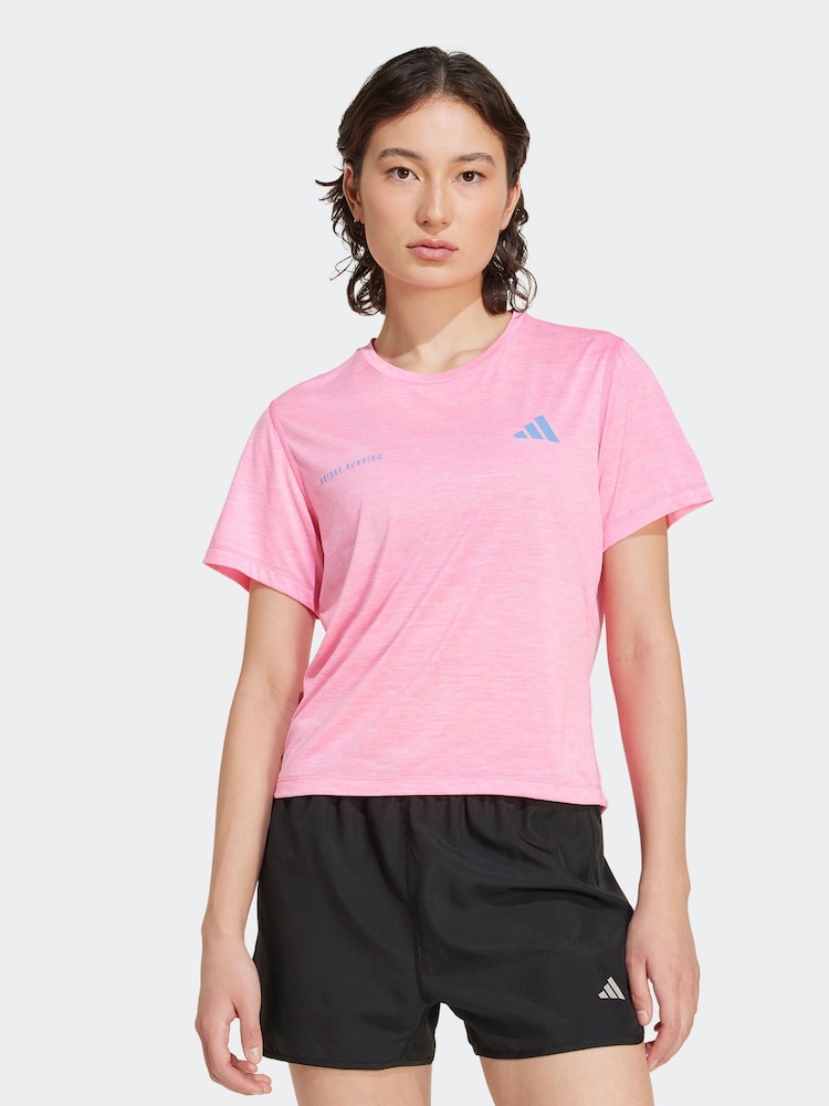 adidas Pink Own The Run T-Shirt - Image 1 of 6