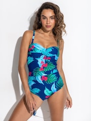 Pour Moi Blue Santa Monica Strapless Tummy Control Swimsuit - Image 2 of 4