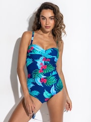 Pour Moi Blue Tall Santa Monica Strapless Tummy Control Swimsuit - Image 1 of 4