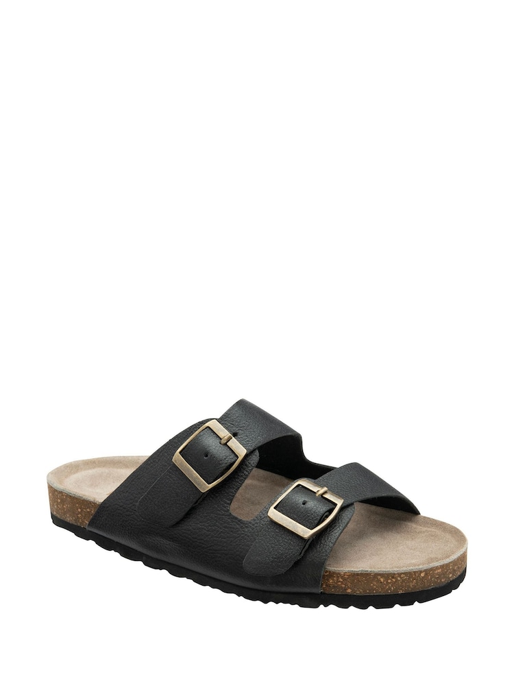 Ravel Black Leather Toe Post Sandals - Image 1 of 4