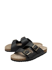 Ravel Black Leather Toe Post Sandals - Image 2 of 4