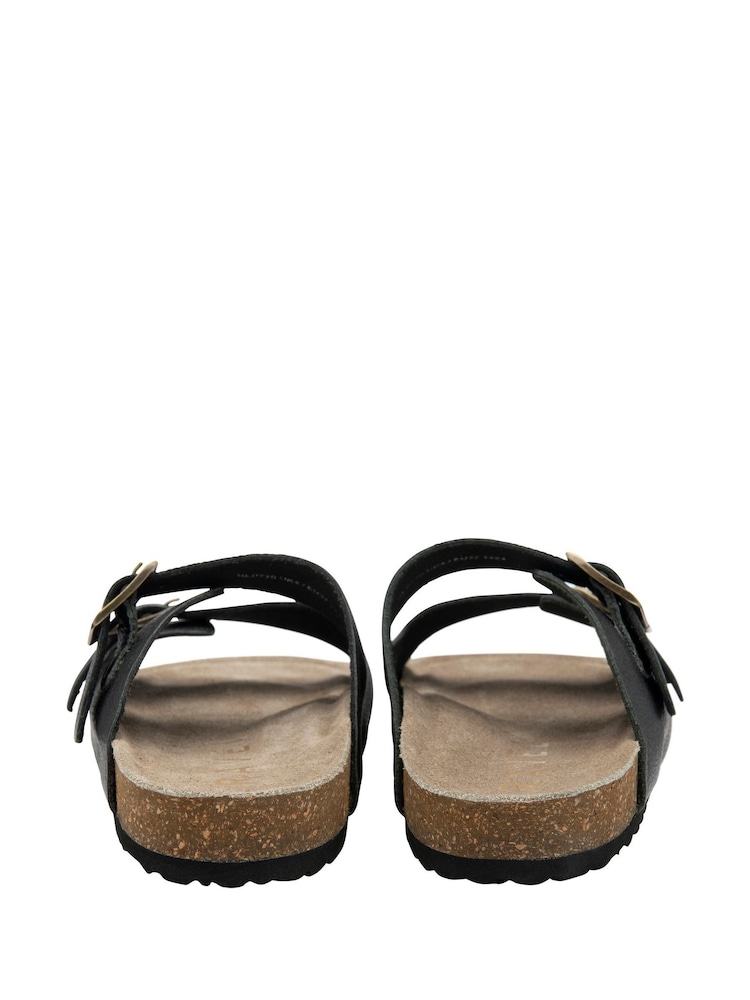Ravel Black Leather Toe Post Sandals - Image 3 of 4