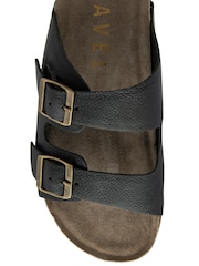 Ravel Black Leather Toe Post Sandals - Image 4 of 4