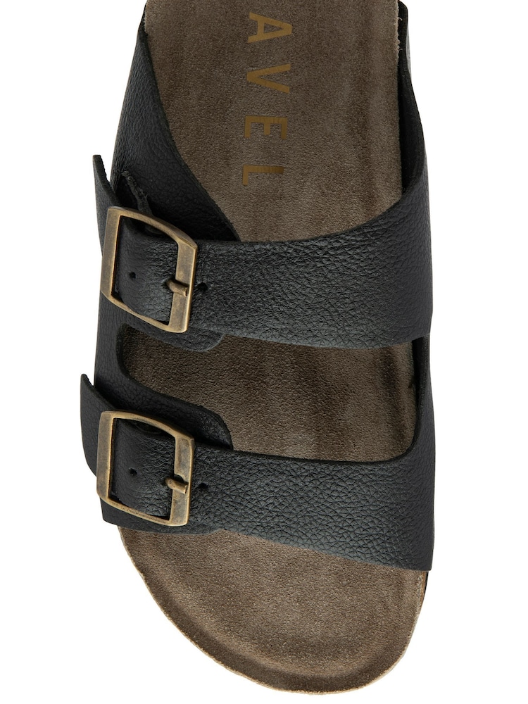 Ravel Black Leather Toe Post Sandals - Image 4 of 4