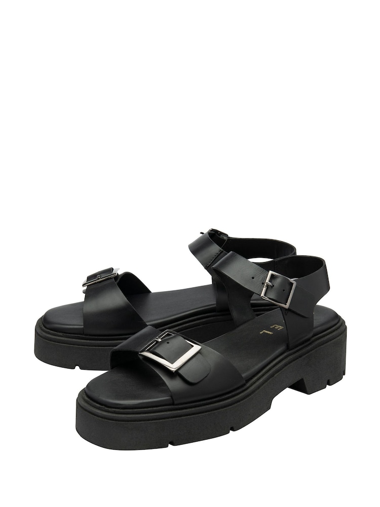 Ravel Black Leather Flatform Sandals - Image 2 of 4
