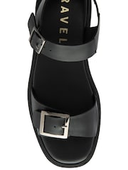 Ravel Black Leather Flatform Sandals - Image 4 of 4