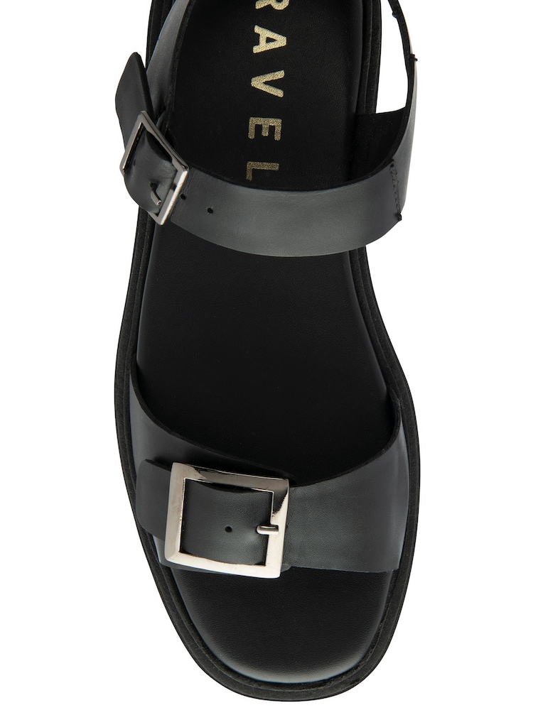 Ravel Black Leather Flatform Sandals - Image 4 of 4