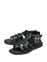 Ravel Black/chrome Leather Flat Sandals - Image 2 of 4