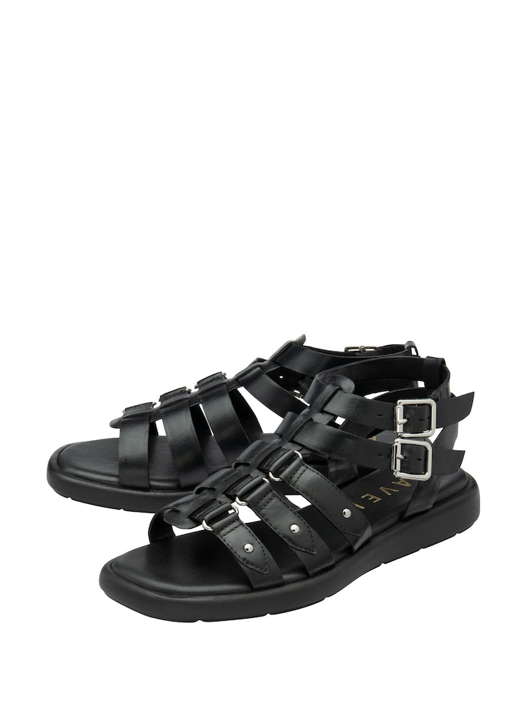 Ravel Black/chrome Leather Flat Sandals - Image 2 of 4