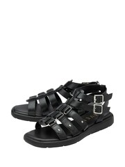 Ravel Black/chrome Leather Flat Sandals - Image 3 of 4