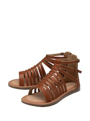 Ravel Brown Leather Flat Strappy Sandals - Image 2 of 4