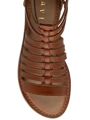 Ravel Brown Leather Flat Strappy Sandals - Image 4 of 4
