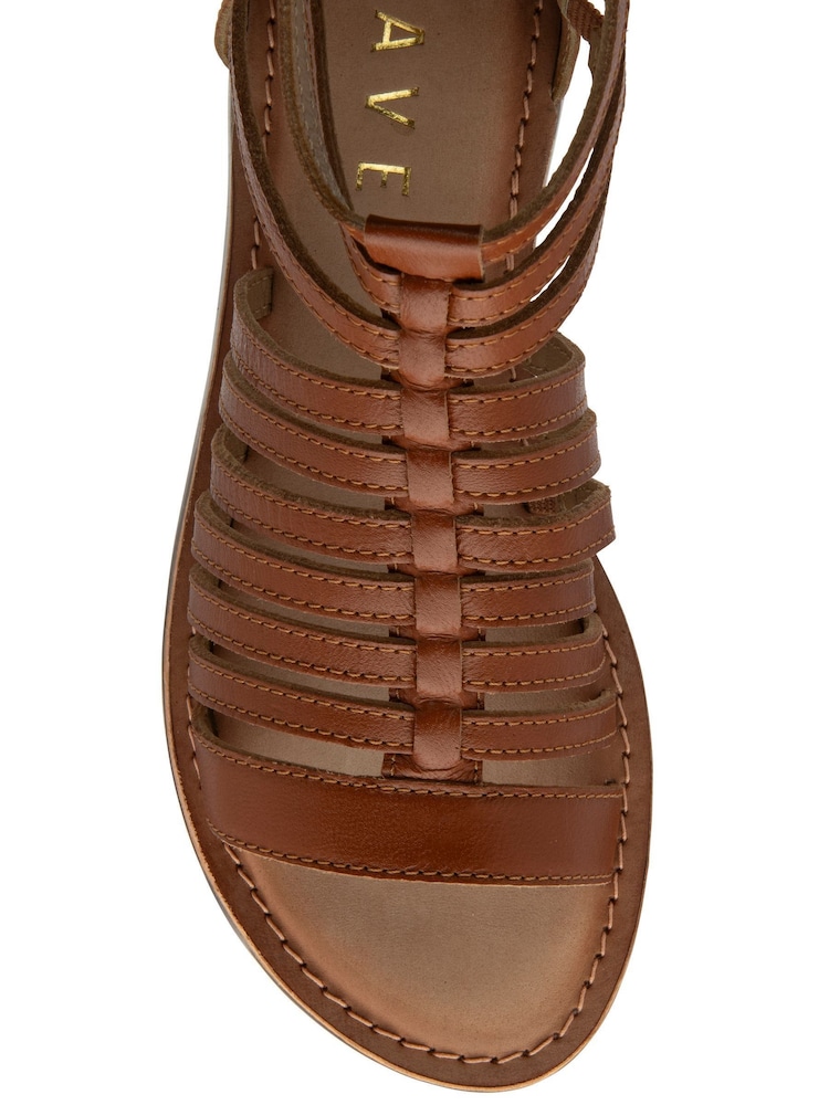 Ravel Brown Leather Flat Strappy Sandals - Image 4 of 4