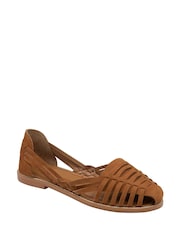 Ravel Brown Leather Slip-On Sandals - Image 1 of 4