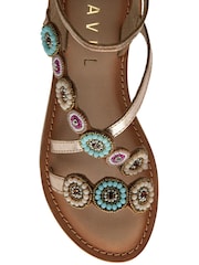 Ravel Gold Leather Flat Sandals - Image 4 of 4