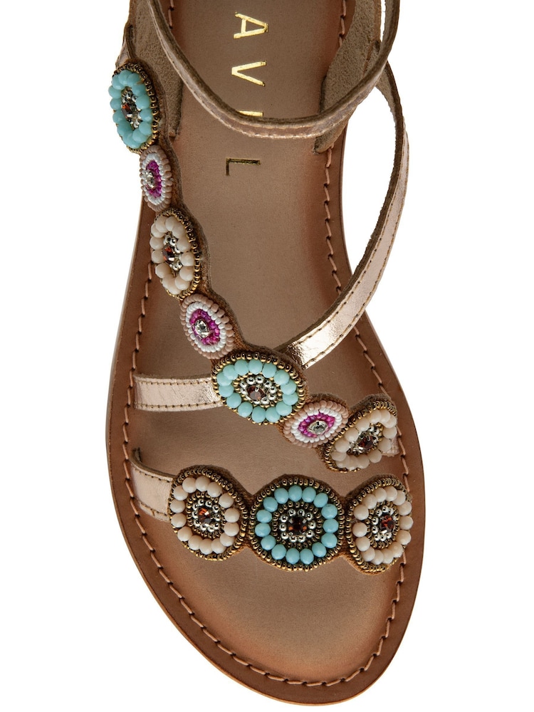 Ravel Gold Leather Flat Sandals - Image 4 of 4