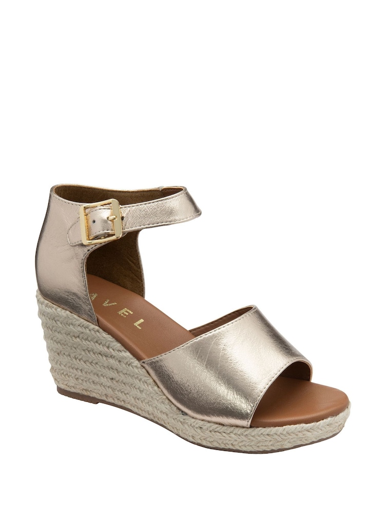 Ravel Gold Peep-Toe Wedge Sandals - Image 1 of 4 Ravel Gold Peep-Toe Wedge Sandals - Image 1 of 4