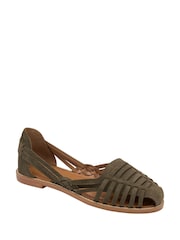 Ravel Green Leather Slip-On Sandals - Image 1 of 4