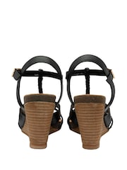 Ravel Black Leather Wedge Sandals - Image 3 of 4