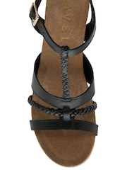 Ravel Black Leather Wedge Sandals - Image 4 of 4