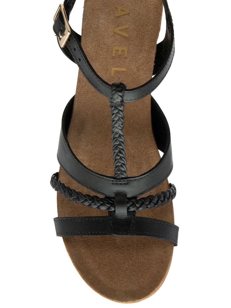 Ravel Black Leather Wedge Sandals - Image 4 of 4