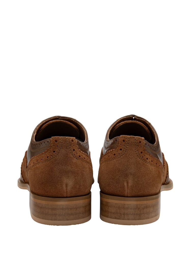 Ravel Brown Leather & Suede Brogues - Image 3 of 4