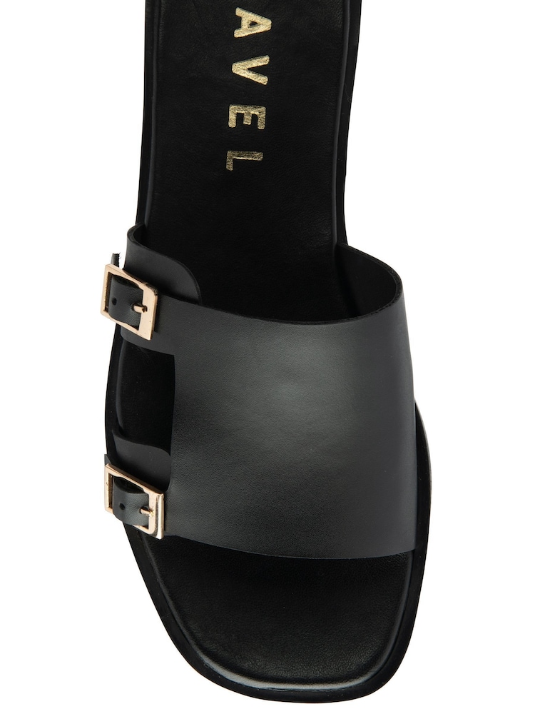 Ravel Black Leather Mule Sandals - Image 4 of 4