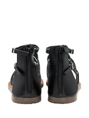Ravel Black Leather Flat Strappy Sandals - Image 3 of 4