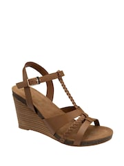 Ravel Brown Leather Wedge Sandals - Image 1 of 4