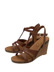 Ravel Brown Leather Wedge Sandals - Image 2 of 4