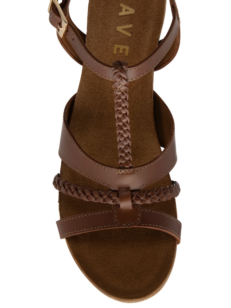 Ravel Brown Leather Wedge Sandals - Image 4 of 4