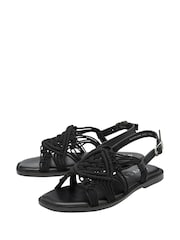 Ravel Black Leather Flat Sandals - Image 2 of 4