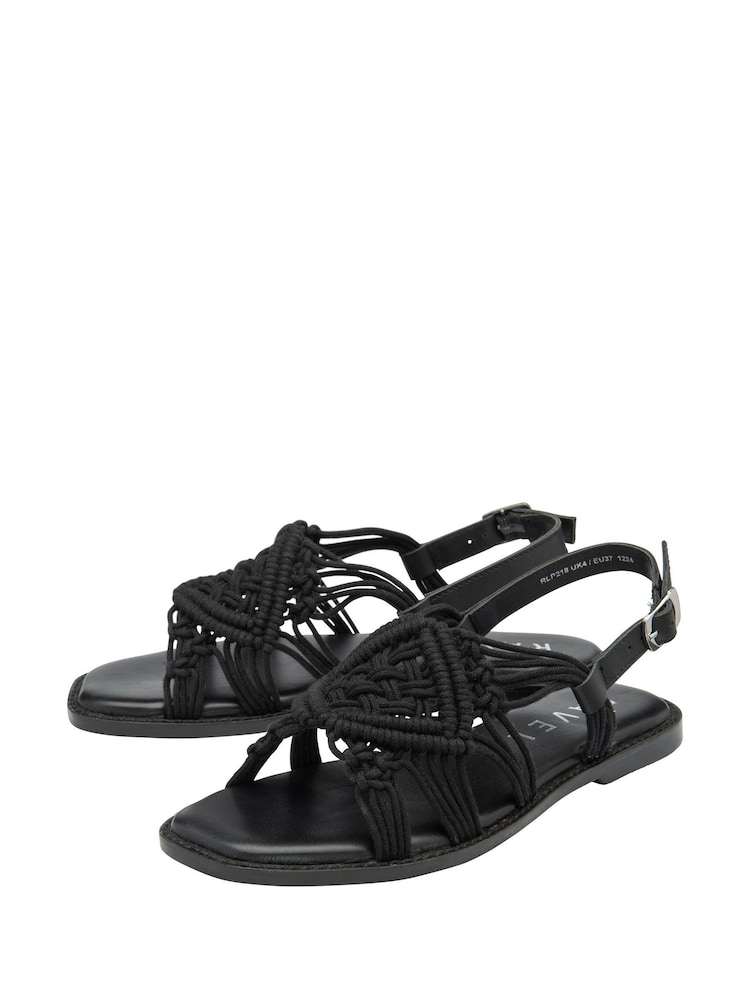 Ravel Black Leather Flat Sandals - Image 2 of 4