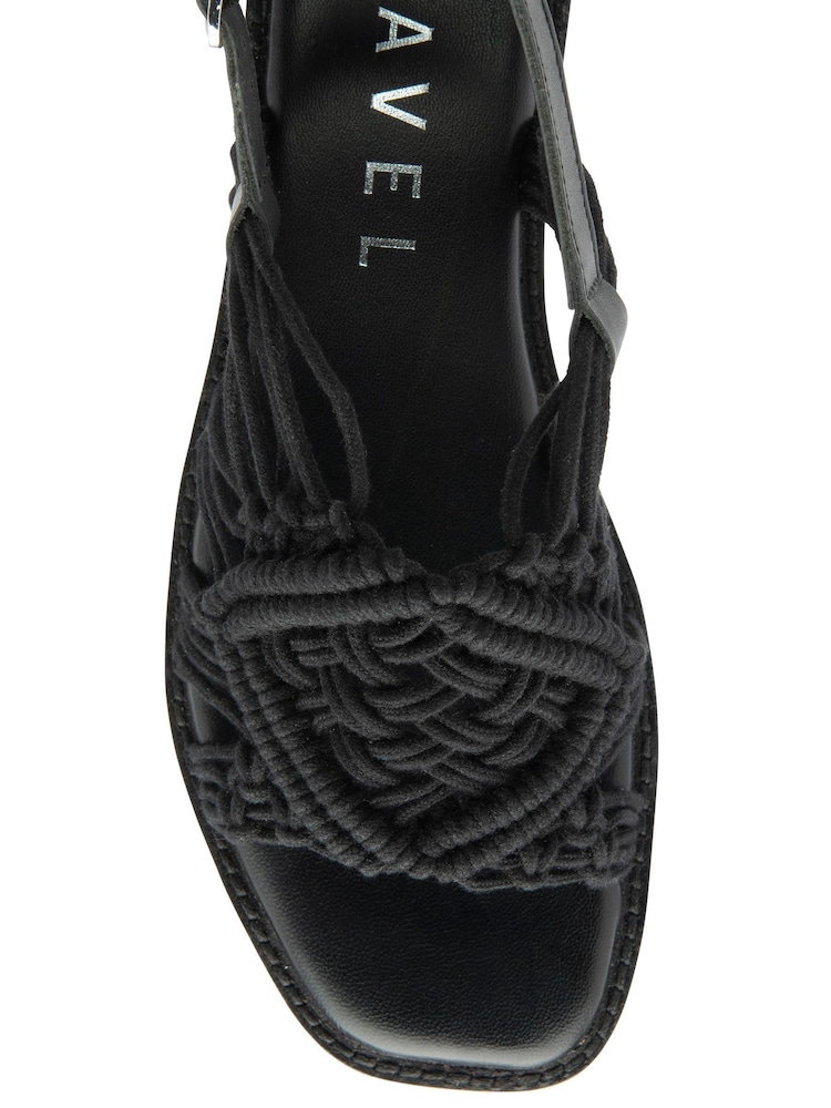 Ravel Black Leather Flat Sandals - Image 4 of 4