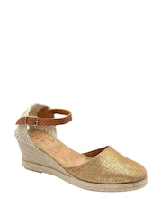 Ravel Gold Leather Espadrille Sandals - Image 1 of 4