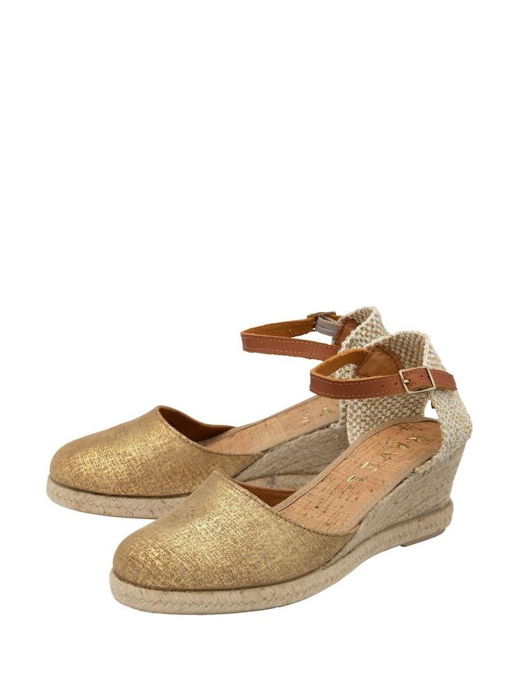 Ravel Gold Leather Espadrille Sandals - Image 2 of 4