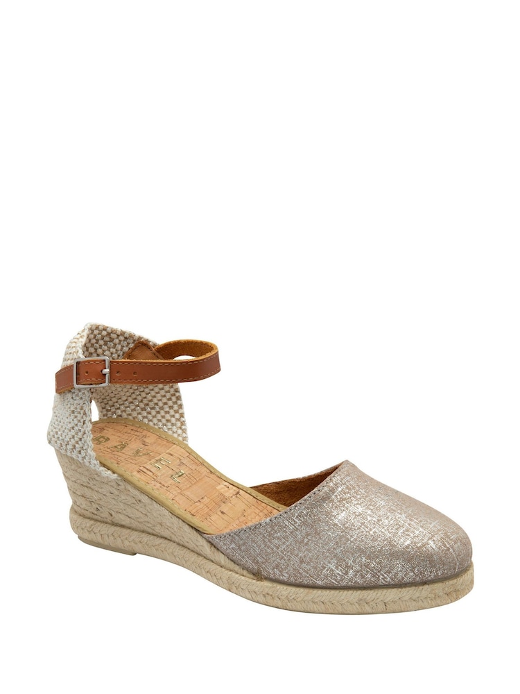 Ravel Silver Leather Espadrille Sandals - Image 1 of 4