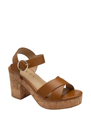 Ravel Brown Open-Toe Platform Sandals - Image 1 of 4