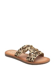 Ravel Animal Print Leather Flat Mule Sandals - Image 1 of 4