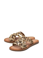 Ravel Animal Print Leather Flat Mule Sandals - Image 2 of 4