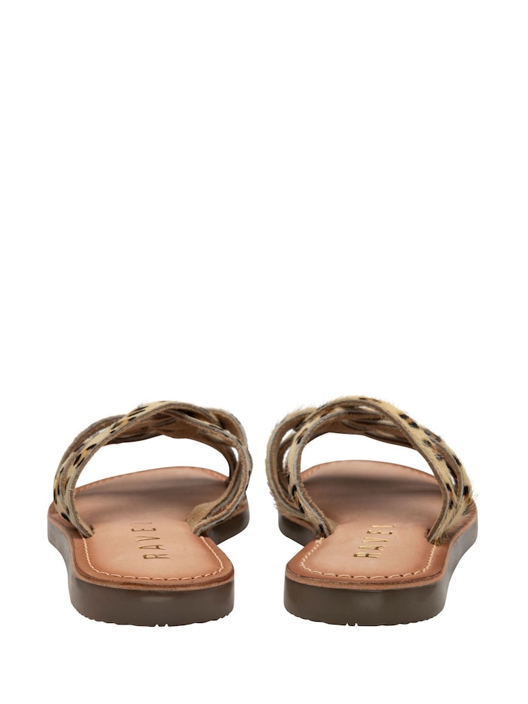 Ravel Animal Print Leather Flat Mule Sandals - Image 3 of 4