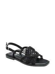Ravel Black Textile Weave Flat Sandals - Image 1 of 3