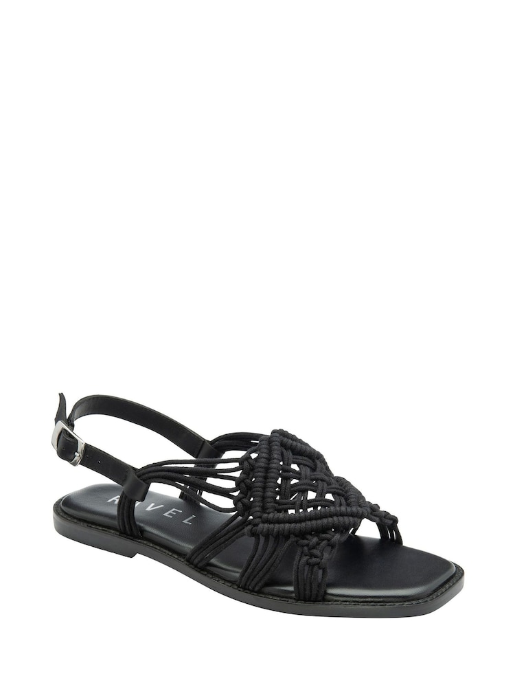 Ravel Black Textile Weave Flat Sandals - Image 1 of 3
